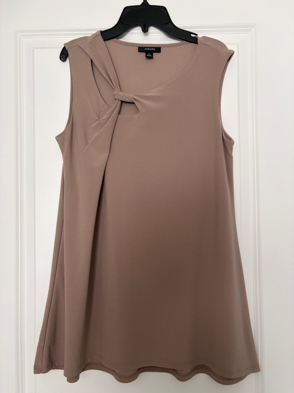 Alfani Taupe Knot-Detail Sleeveless Shift Dress